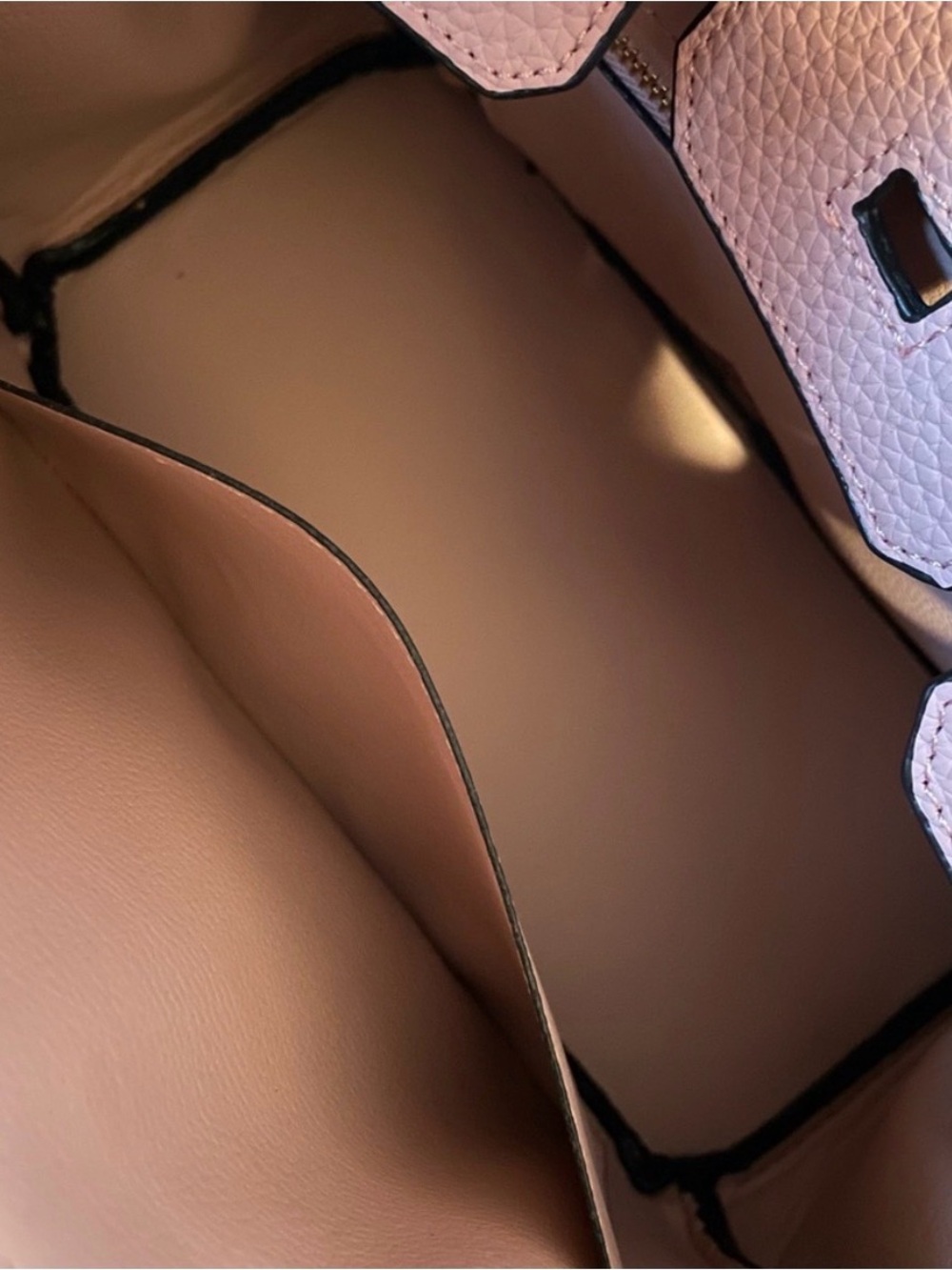 Blush Pink Structured, Leather Top-Handle Satchel - Picture 10 of 11